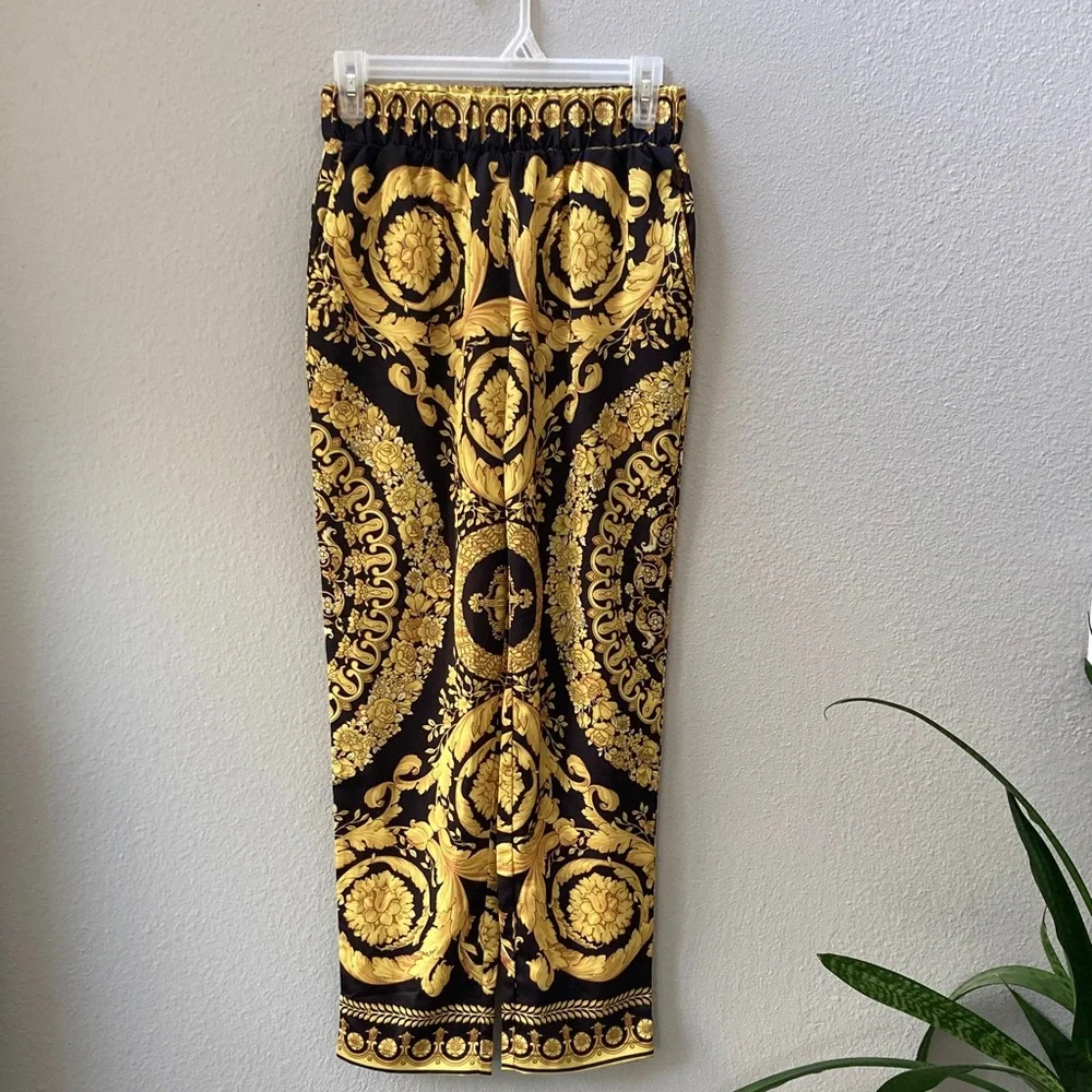 Versace Gold and Black Print Lounge Pants S - Picture 1 of 8